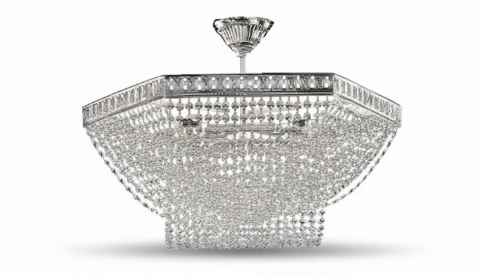 Luxe kroonluchter plafondlamp zilveren kroonluchter plafondlamp kristal