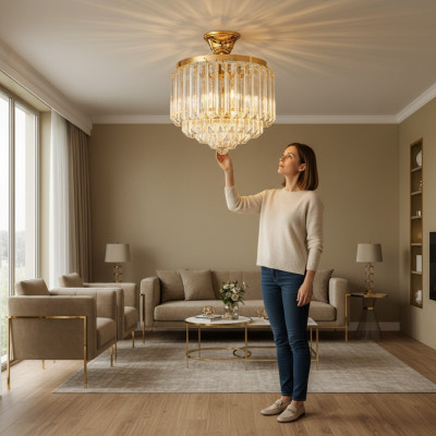 Hanglamp Luxe Gouden Kroonluchter Plafondlamp Kandelaar Kristal Art