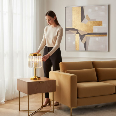 Tafellamp Tafellamp Lamp Verlichting Luxe Goud Lampen Tafel Kristal