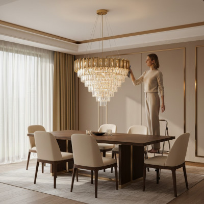 Lustre kroonluchter plafondlamp luxe goud plafondlamp kristal