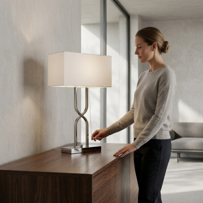 Tafellamp Tafelverlichting Lamp Verlichten Modern Lampen Tafel Metaal Wit