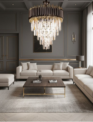 Luxe kroonluchter plafondlamp goud plafondlamp luchter kristal rond