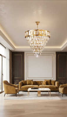 Kroonluchter Plafondlamp Luxe Gouden Plafondlamp Kroonluchter Kristal 80x90cm