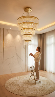 Kroonluchter Plafondlamp Luxe Gouden Hanglamp Luster Kristallen Lamp