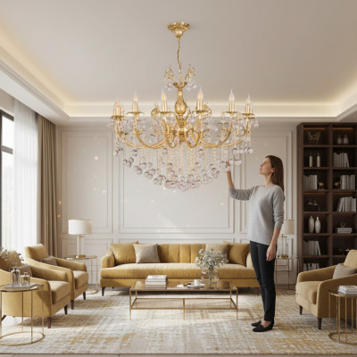 Plafondlamp Kroonluchter Luxe Goud Plafondlamp Kandelaar Kristal Lampen