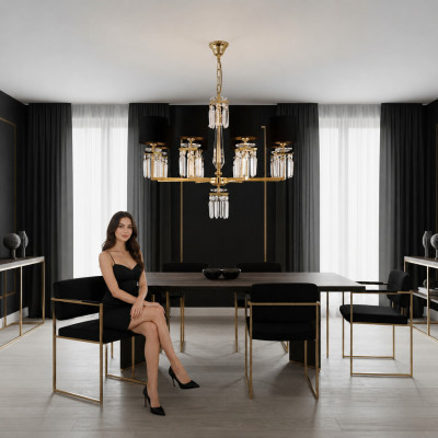 Kroonluchter Plafondlamp Goud Plafondlamp Kroonluchter Kristal Zwart