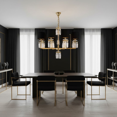 Kroonluchter Plafondlamp Goud Plafondlamp Kroonluchter Kristal Zwart