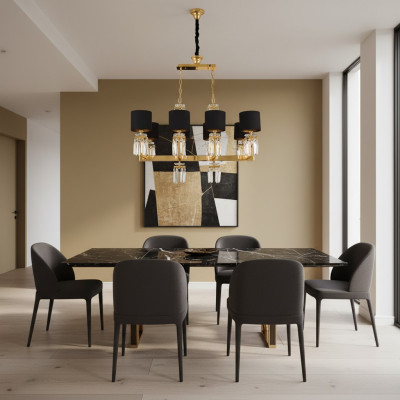 Plafondlamp kroonluchter goud plafondlamp luster kristal zwart