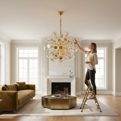 Kroonluchter plafondlamp goud plafondlamp kristal modern
