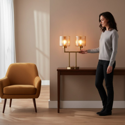 Tafellamp Tafellamp Lamp Verlichting Modern Goud Lampen Tafel Glas
