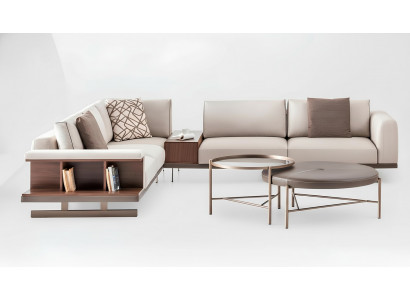 Moderne Beige Hoekbank Luxe L-vormige Bank Stoffen Bankstellen Woonkamermeubels