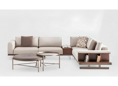 Beige stoffen hoekbank L-vorm bank stoffen bank luxe meubels woonkamer