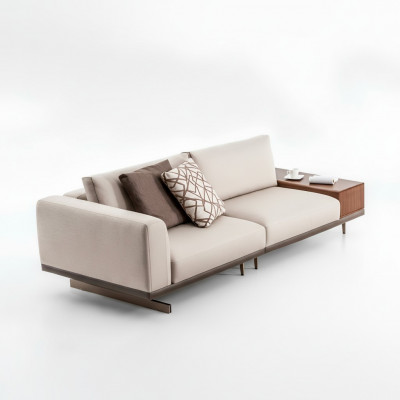 Driepersoons bank 3-zits stoffen bank grijs modern tafel woonkamer bank