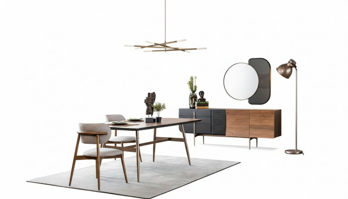 Eetkamer set Eettafel Stoelen Dressoir Set 7-delig Hout Bruin Nieuw