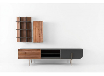 rtv Lowboard tv Standaard Planken Dressoir Hout Modern Bruin Woonkamer