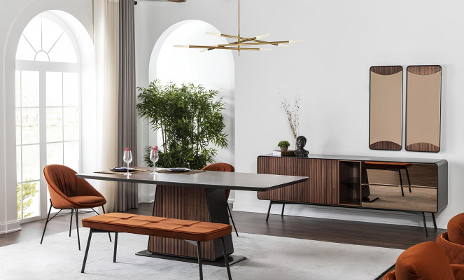 Eethoek Eetgroep Eetkamer Eettafel Stoelen Dressoir 9-delig Hout Bruin