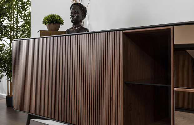 Sideboard commode dressoir spiegel hout modern bruin set meubels