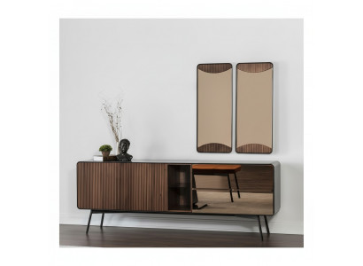 Sideboard commode dressoir spiegel hout modern bruin set meubels
