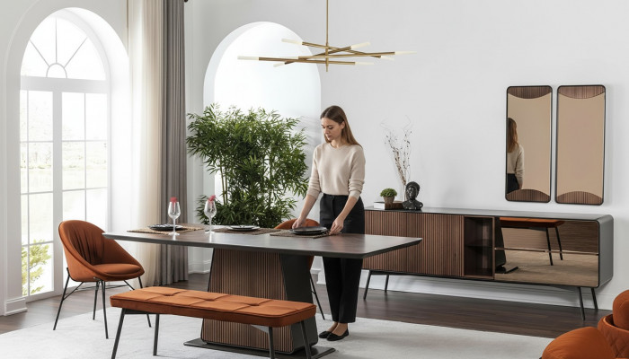 Eetgroep Eetkamer Eettafel Tafel Stoelen Set 7-delig Hout Bruin Nieuw
