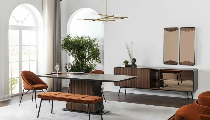 Eetgroep Eetkamer Eettafel Tafel Stoelen Set 7-delig Hout Bruin Nieuw