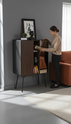 Retro dressoir bar kast woonkamer kasten hout wijnkast bruin