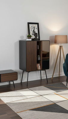 Retro dressoir bar kast woonkamer kasten hout wijnkast bruin