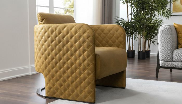 Zetel Oorfauteuil Cocktailsessel Zitter Modern Kunstleer Geel Design