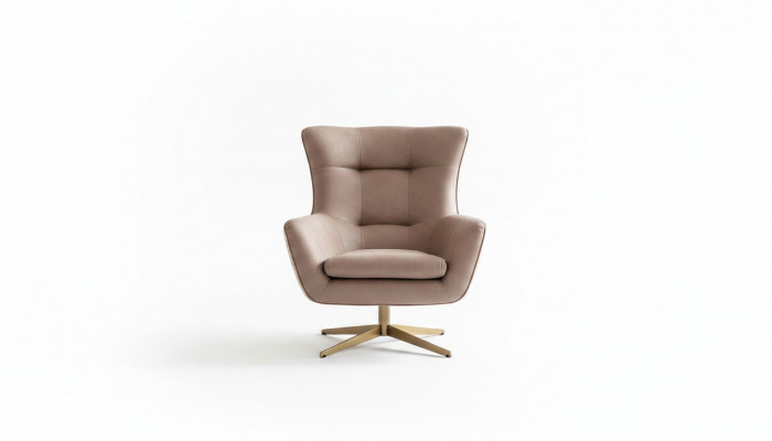 Moderne fauteuil Oorfauteuil Luxe cocktailstoel Beige kunstleer Nieuw