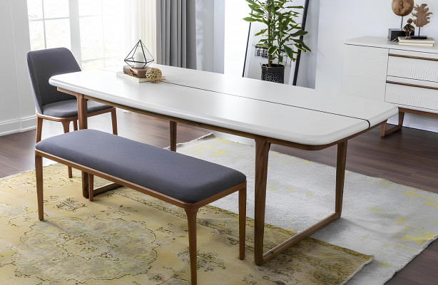 Eethoek Eetgroep Eetkamer Eettafel Stoelen Dressoir 10-delig Hout Wit