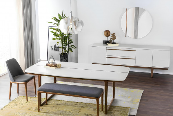 Eethoek Eetgroep Eetkamer Eettafel Stoelen Dressoir 10-delig Hout Wit