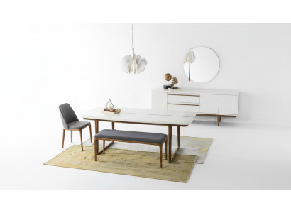 Eetgroep Eethoek Eetkamer Eettafel Stoelen Tafel Set 8-delig Hout Wit