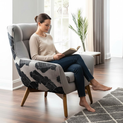 Fauteuil Staande fauteuil Cocktailsessel Zitter Modern Design Grijs Stofstoel