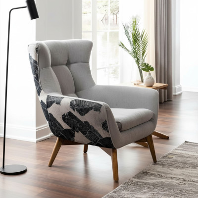 Fauteuil Staande fauteuil Cocktailsessel Zitter Modern Design Grijs Stofstoel
