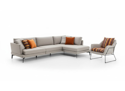 Sofagarnitur L-vorm Bank Fauteuil Grijs Bankstel Modern Meubilair Hoekbank Set Nieuw