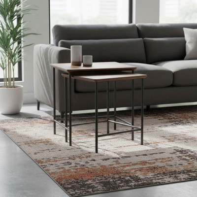 Luxe bijzettafels salontafel modern houten tafel compleet set bruin nieuw