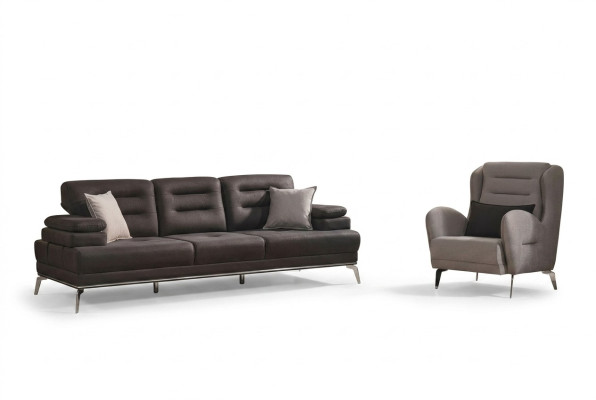 Sofagroep 3-zitsbank Stoffen bankstel Stoel Zwart Modern Set