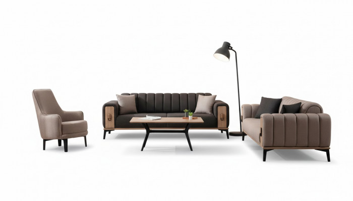 Moderne bankstel driezits bank fauteuil stoffen set luxe banken meubels