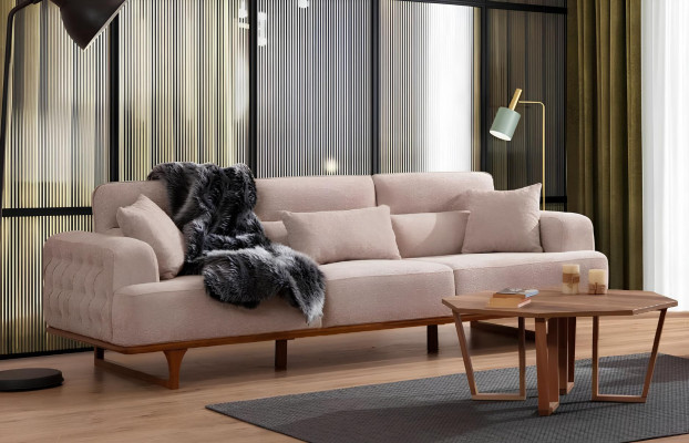 Beige bankstel driezitter fauteuil luxe fauteuil Beige moderne meubels