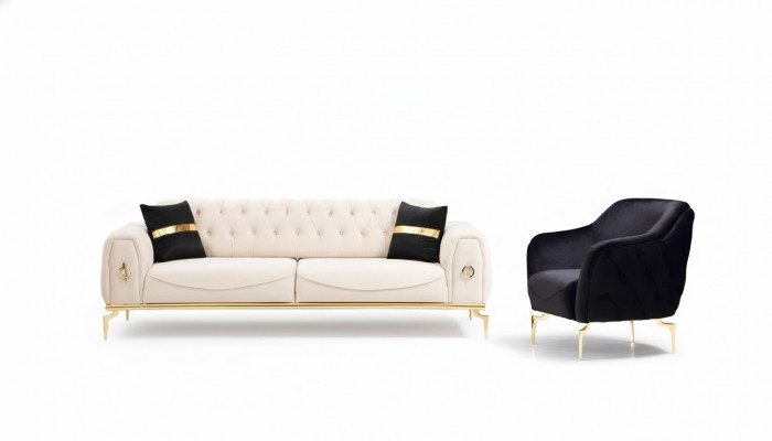 Chesterfield roestvrijstalen meubilair luxe bankstel driezits zitgroep.