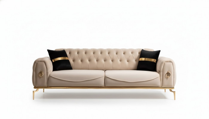 Modern Chesterfield bankstel driezits stoffen meubels roestvrijstalen meubelen bank
