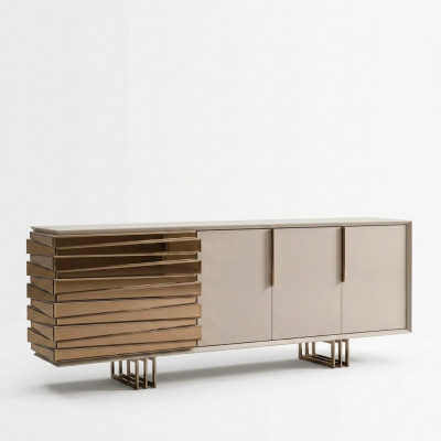 Dressoir Sideboard Ladekast Houten kast Beige Goud Luxe Woonkamer