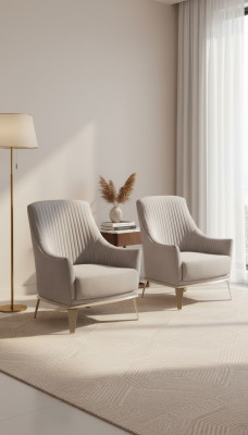 Fauteuil Groep Oorfauteuil Modern Stof Zitter Polyester 2-delig Set Grijs