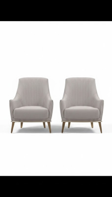 Fauteuil Groep Oorfauteuil Modern Stof Zitter Polyester 2-delig Set Grijs