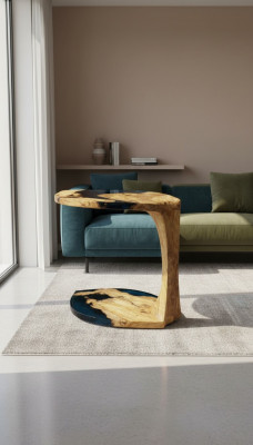 Bijzettafel Koffietafel Salontafel Epoxyhars Bruin Woonkamer Design