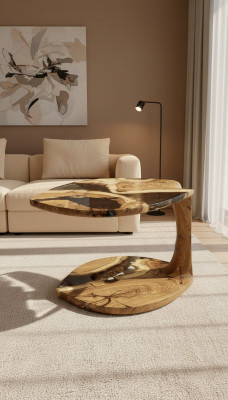 Koffietafel Bijzettafel Salontafel Epoxyhars Bruin Woonkamer Ontwerp