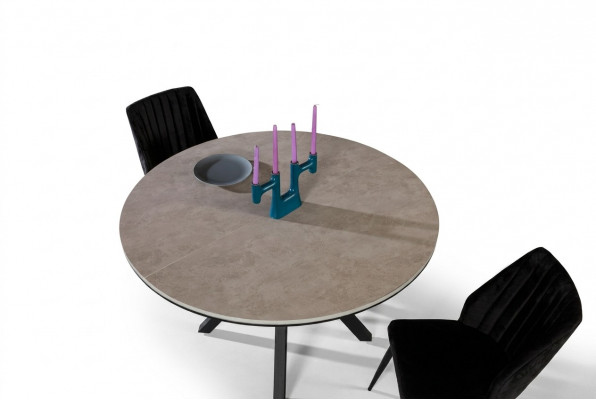 Uitbreidbare ronde eettafel Grijze houten eettafel Keukentafel Tafels