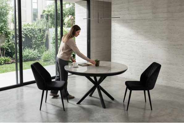 Eettafel Uitschuifbare eettafel Rond Keukentafel Hout Grijs Nieuw