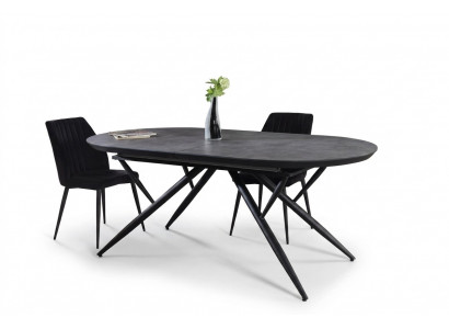 Ovale eettafel Uitschuifbare eettafel Grijze houten eettafel Groot