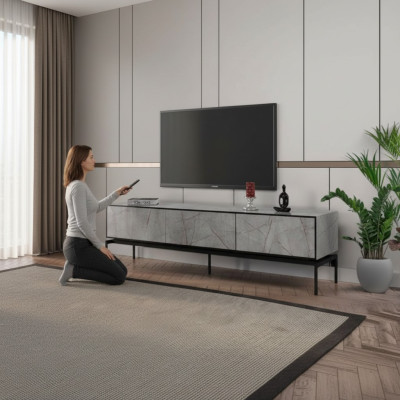 Dressoir RTV Lowboard Moderne TV-standaard Woonkamer Grijs Houten Tafel