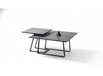 Groep salontafel bijzettafel koffietafel grijs 2-delig set tafel hout